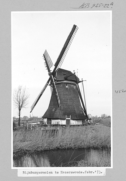 Rijnenburgermolen in Hazerswoude-Rijndijk, 1973