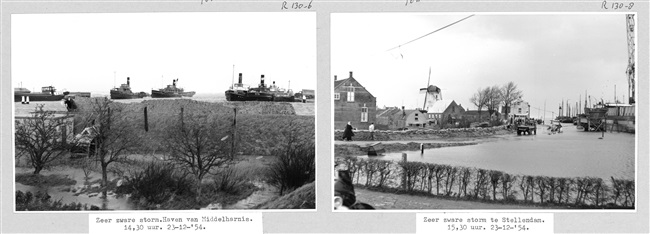 Wateroverlast bij haven Middelharnis en in Stellendam, 1954