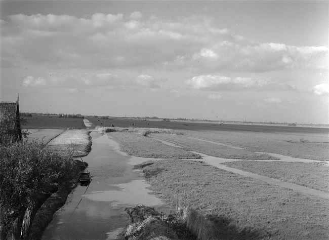 Uitzicht over de polders in noordelijke richting, vanaf de Goejanverwelledijk.