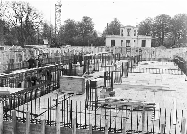 Bouw van souterrain provinciehuis in Den Haag, 1959