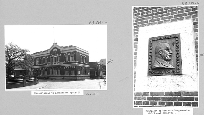 Gemeentehuis en monument C.G. Roos in Lekkerkerk, 1972