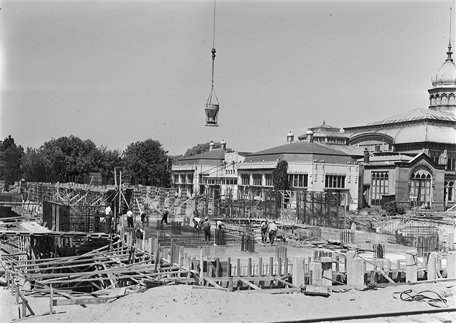 Bouw van souterrain provinciehuis in Den Haag, 1959