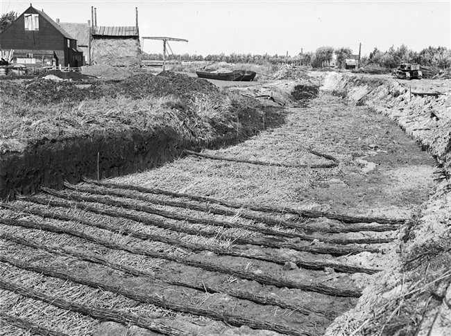 Aanleg Schoonhovenseweg/N207 bij Beijersche bocht, 1950