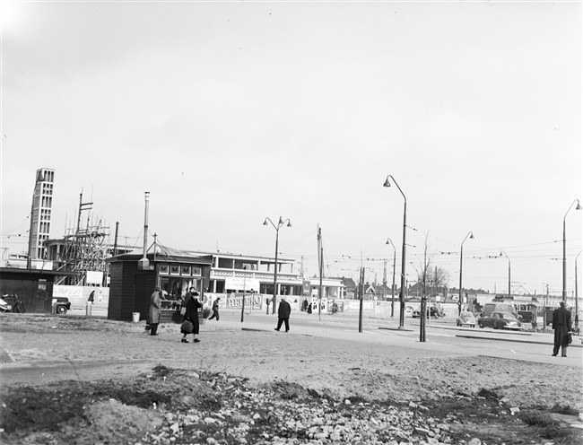 Bouw van het nieuwe station Leiden Centraal, 1952