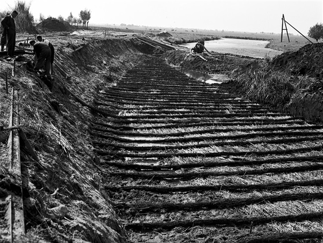 Aanleg Schoonhovenseweg/N207 bij Beijersche bocht, 1950