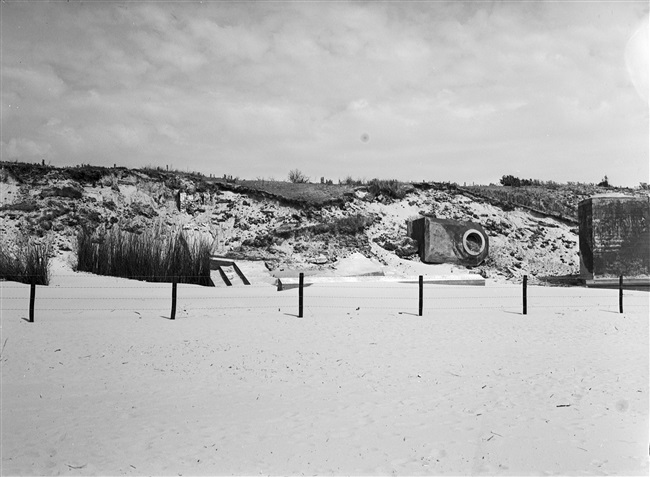 Duitse bunker in de duinen bij Nieuw-Helvoet, 1953