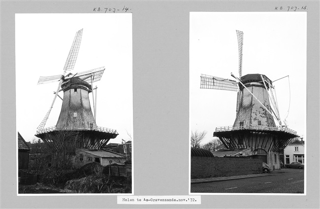 Korenmolen aan de Naaldwijkseweg in 's-Gravenzande, 1972