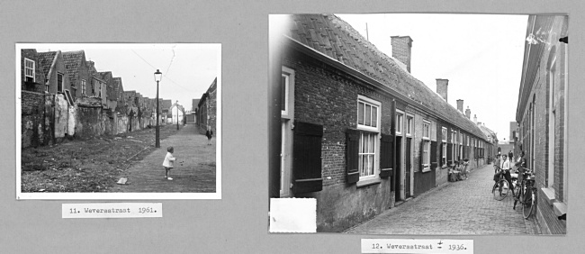 De Weverstraat in Leiden, 1961 en rond 1936