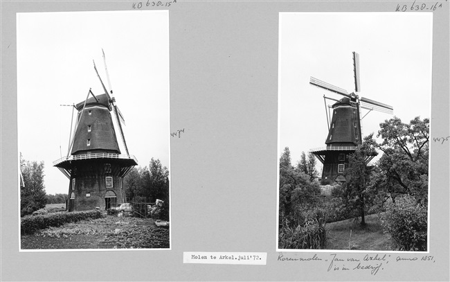 Korenmolen Jan van Arkel aan de Vlietskade in Arkel, 1972